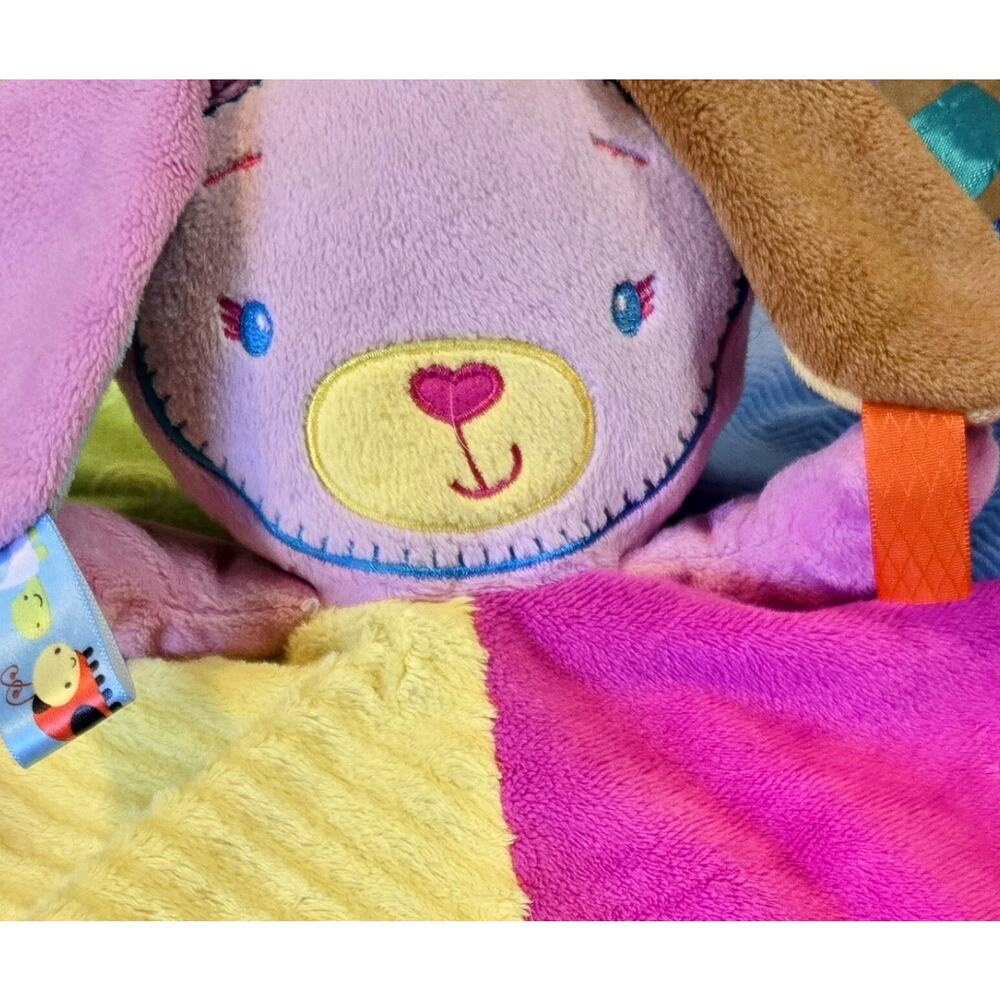 Taggies Puppy Dog Security Blanket Lovey 14"x14" Plush Colorful Stuffed Animal - Picture 5 of 12